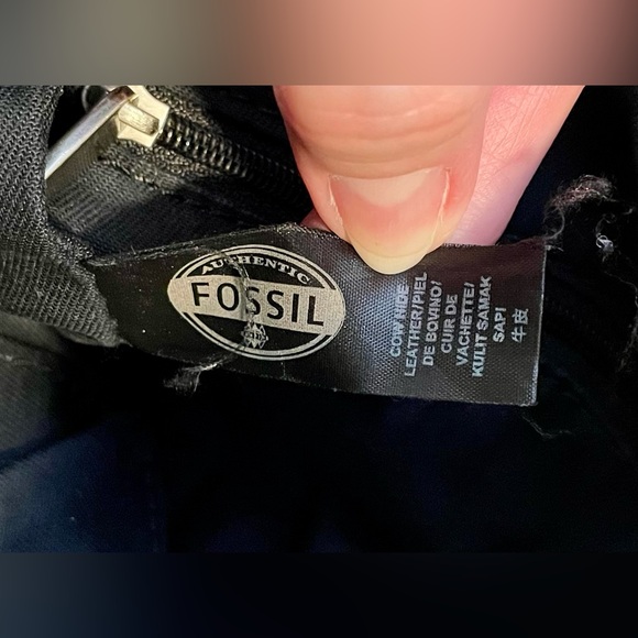 *EUC* FOSSIL Dawson Crossbody Purse - Black Pebbled Genuine Leather - Pockets - Picture 9 of 10